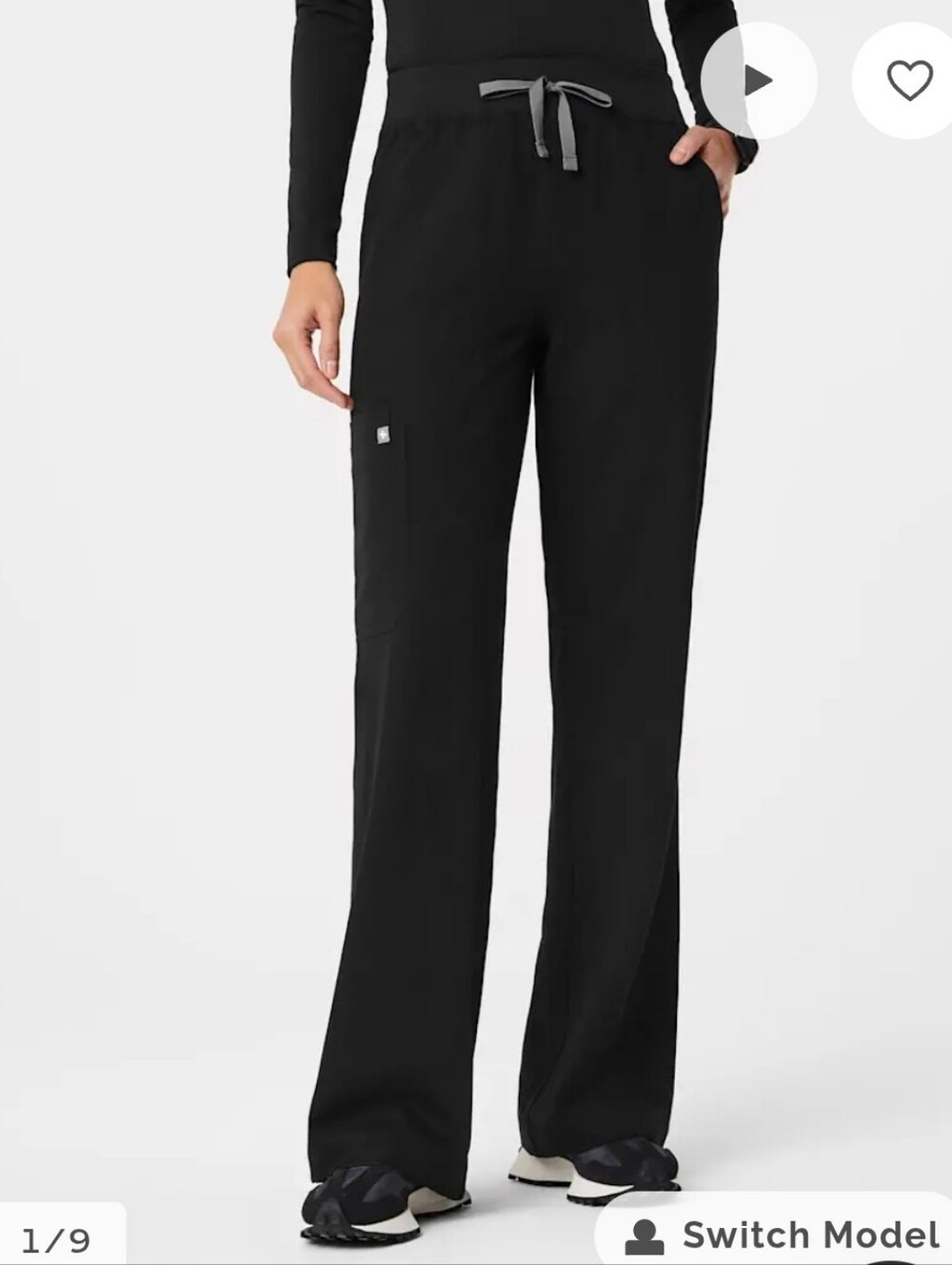 FIGS Isabel High-Rise Wide-Leg Scrub Pants Large Tall Black
